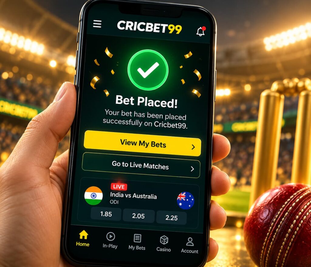 Cricbet99 Place bet sucessfully